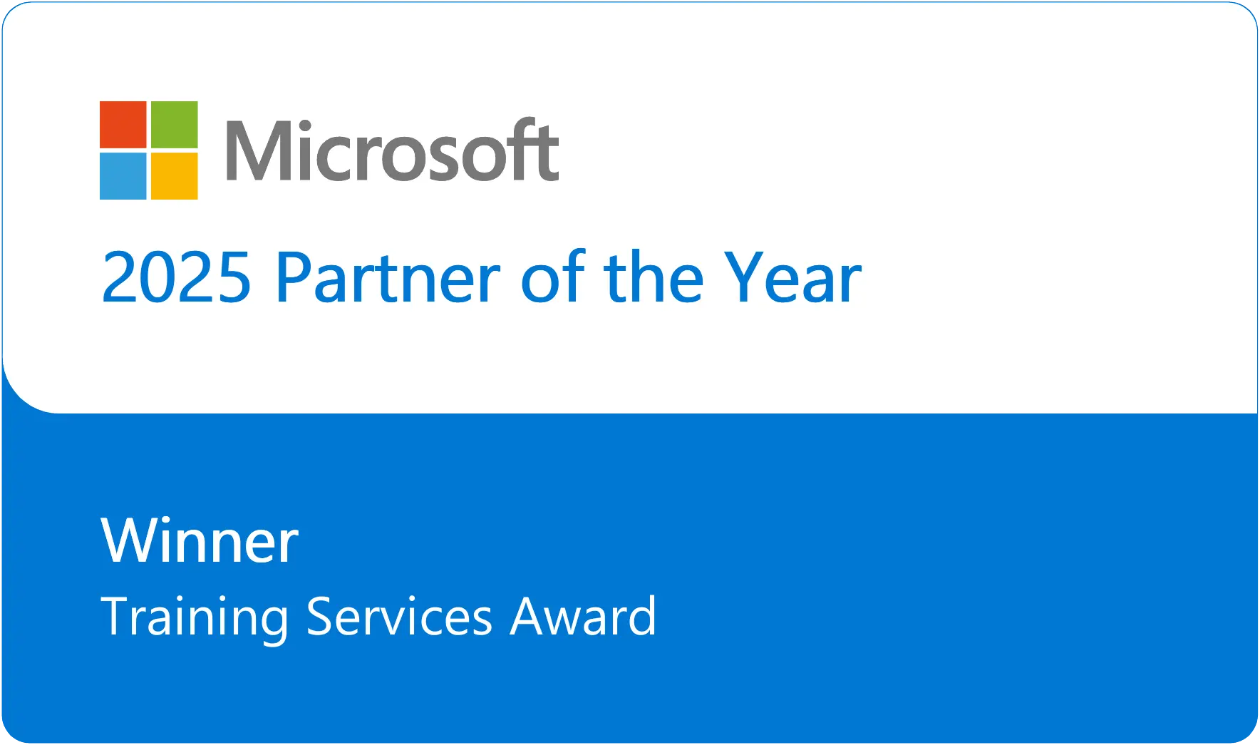 Winner of Microsoft Training Services Partner of the Year Award
